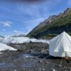 Canvas tent overnight on a glacier
