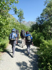 hikers on trail with packs on
