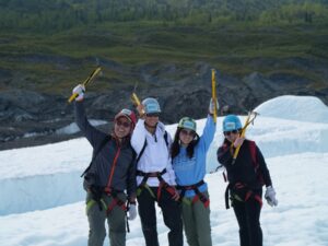 ice climbing family on Matanuska