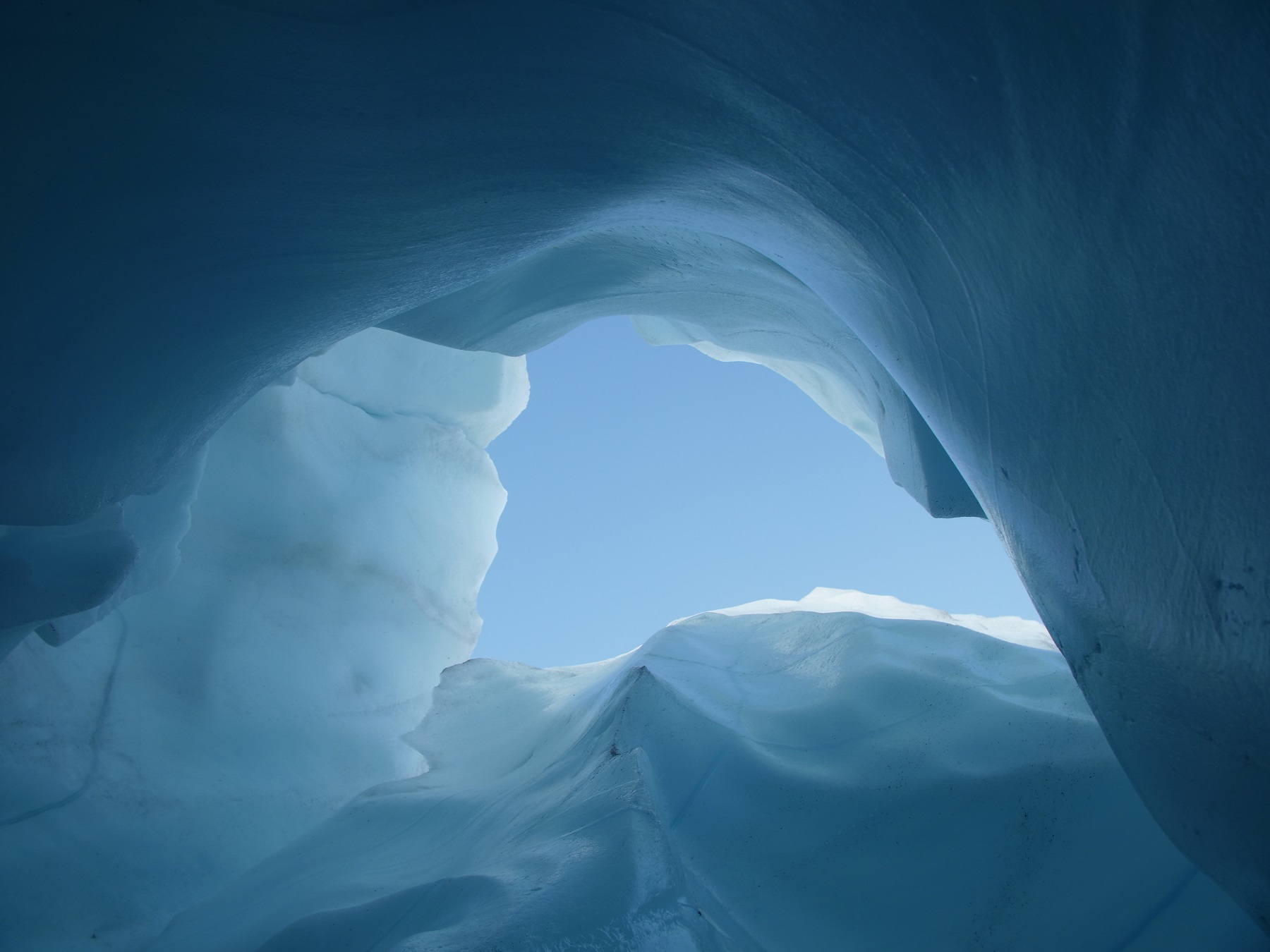 blue ice looking out to sunshine